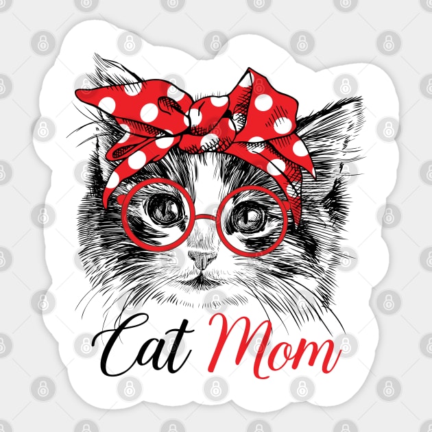 Cat Mom Bandana Sticker by LotusTee